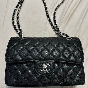 Chanel Quilted Black Caviar Classic Small Double Flap Bag